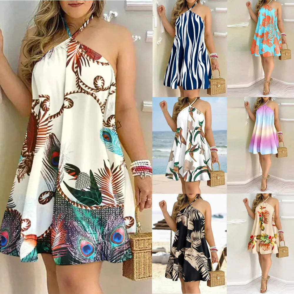 Women's Floral Print Halter Neck Dress™ Backless Halter Dress