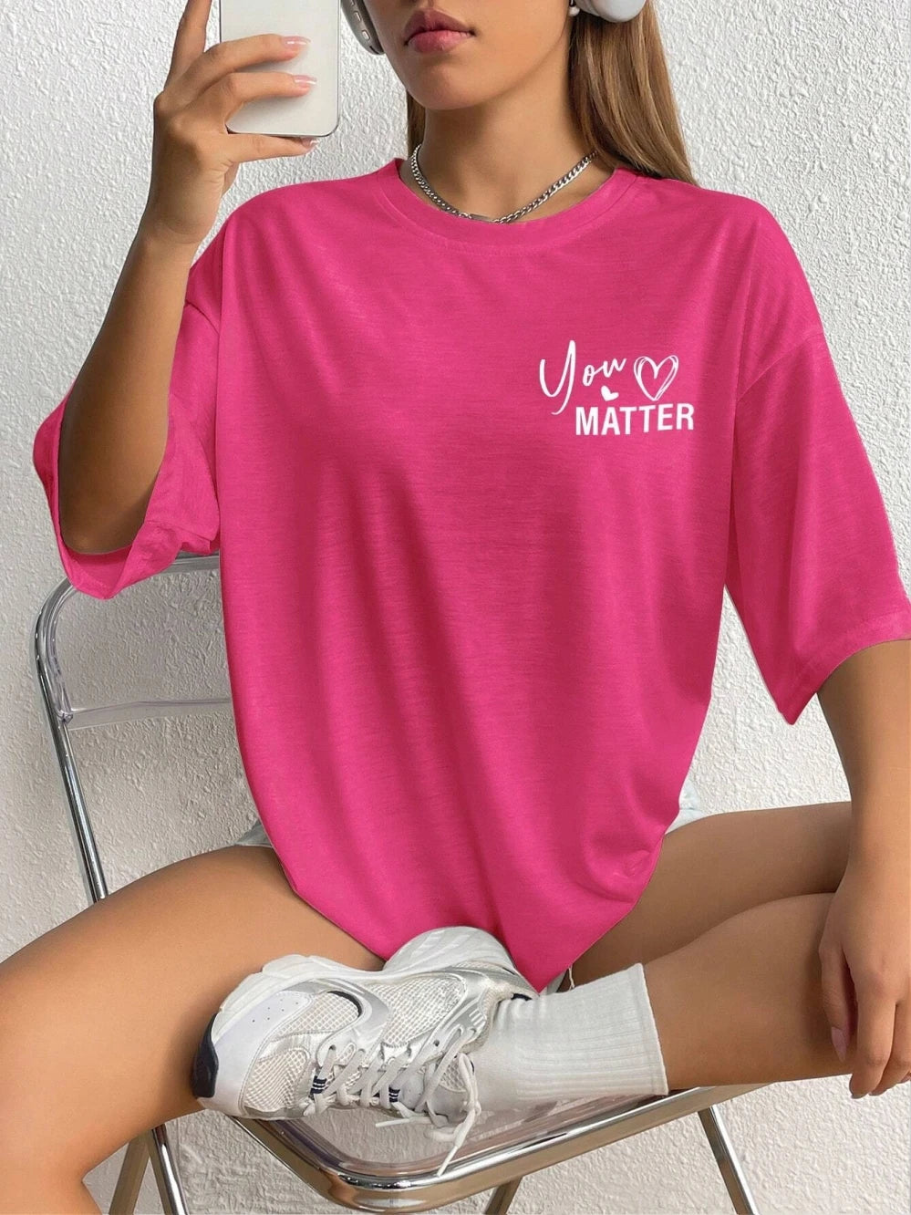 Women's Letter Printed T-shirts™ Short Sleeve Oversized Cotton T-shirt