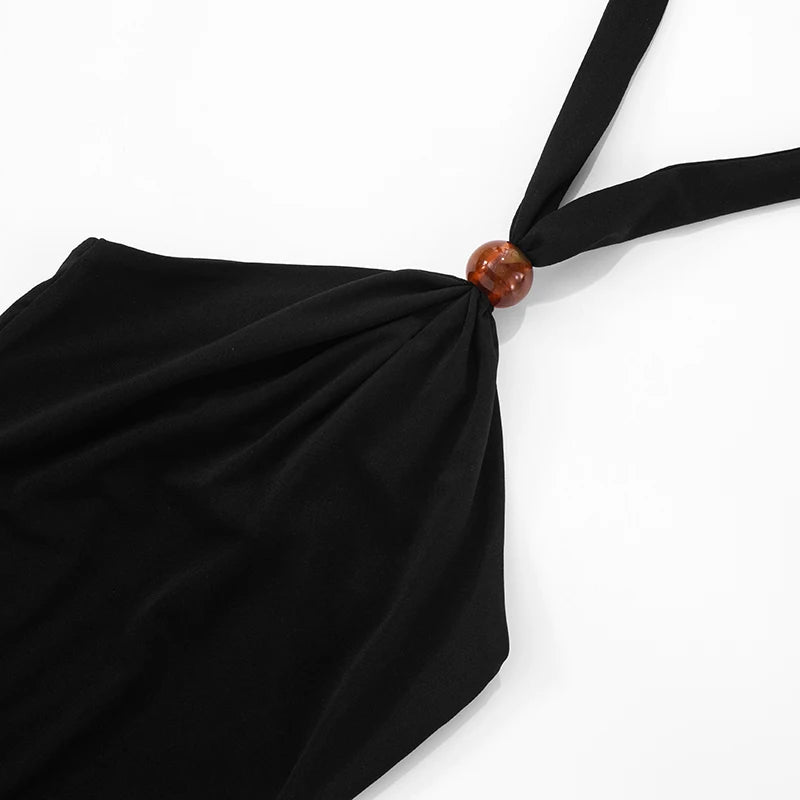 Women's CUTENOVA Dress™ Solid Color Sexy Hanging Neck Tie Straps Backless Slim Short Dress