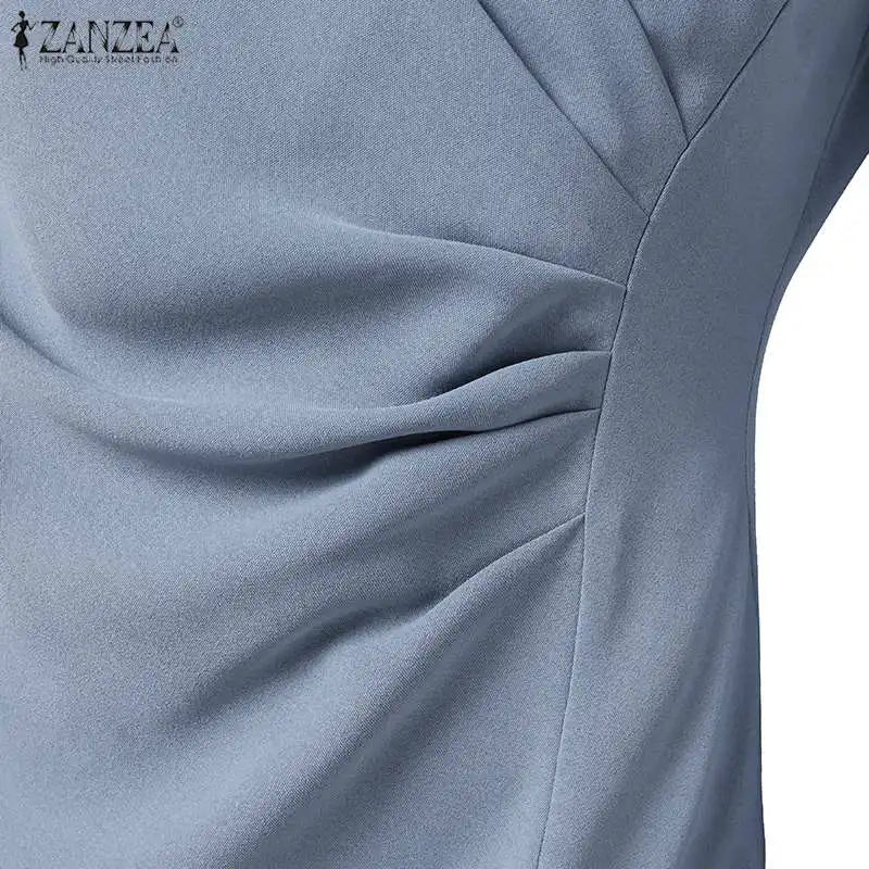 Women's ZANZEA Long Dress™ Solid Color Knee Length Bodycon Sundress