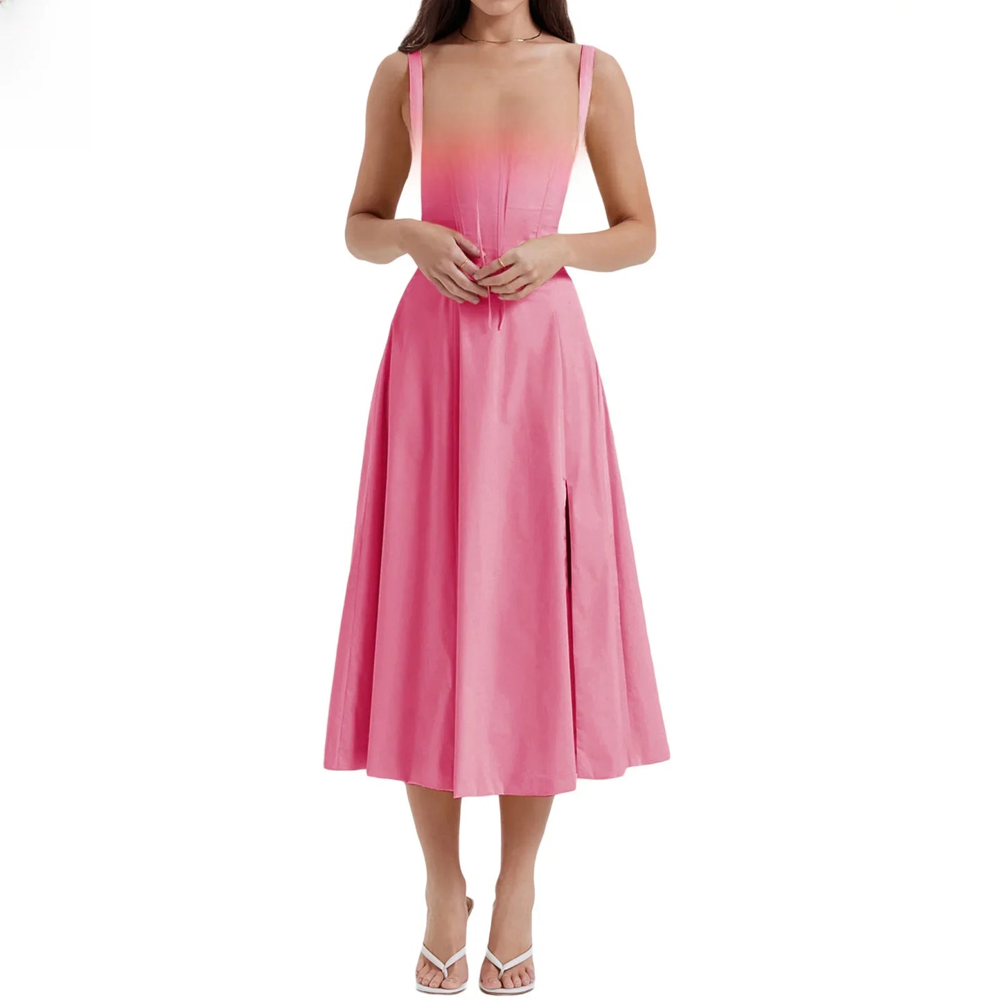 Women's Long Dresses™ Elegant Casual Tied Waist-fitted Slimming Sleeveless Side Slit Dress