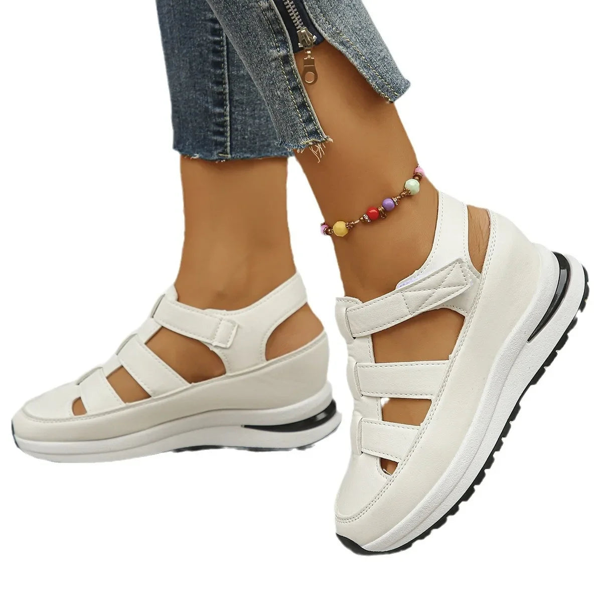 Women's Buckle Strap Sandals™ Closed Toe Solid Wedge Sandals