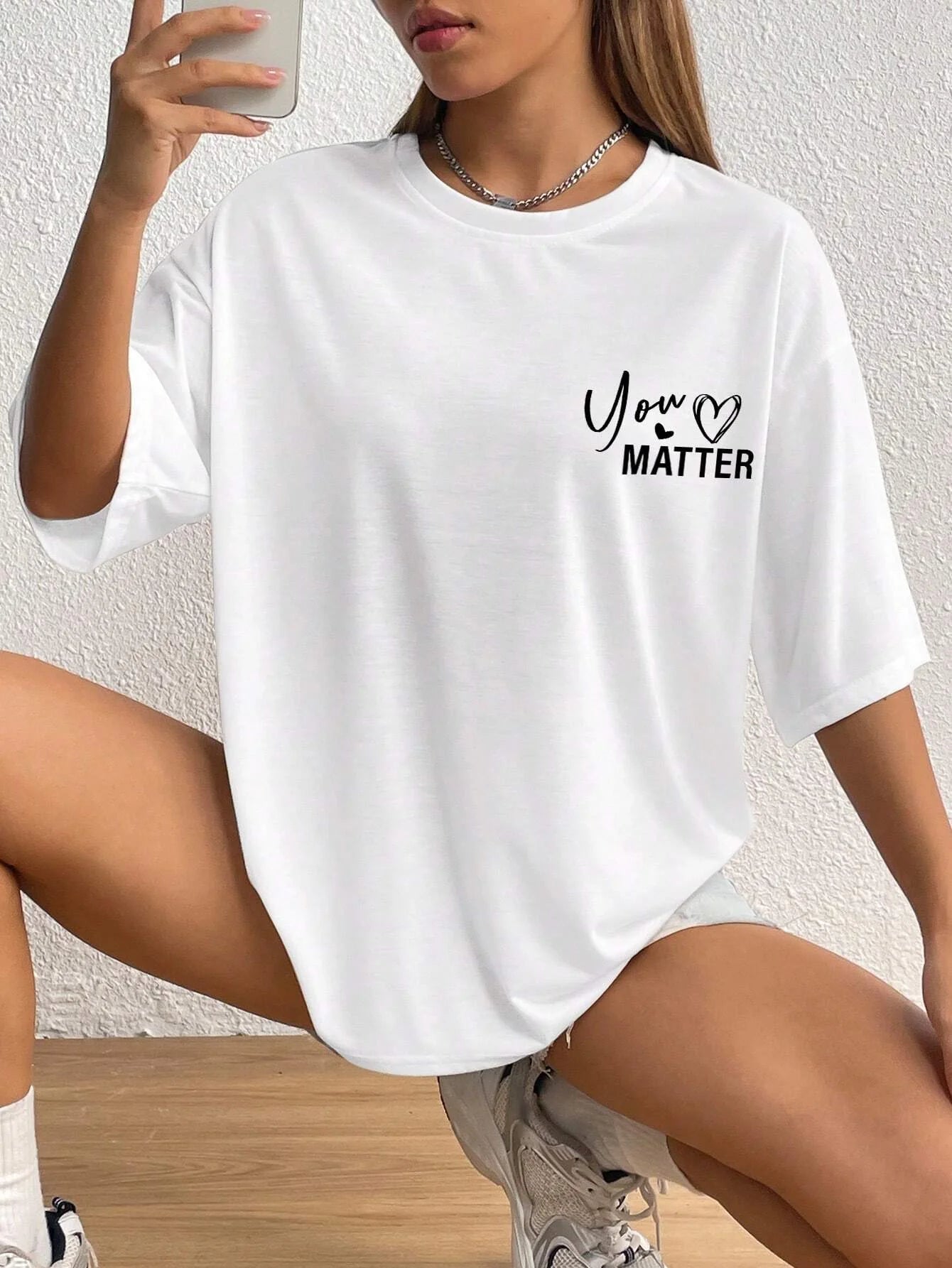 Women's Letter Printed T-shirts™ Short Sleeve Oversized Cotton T-shirt