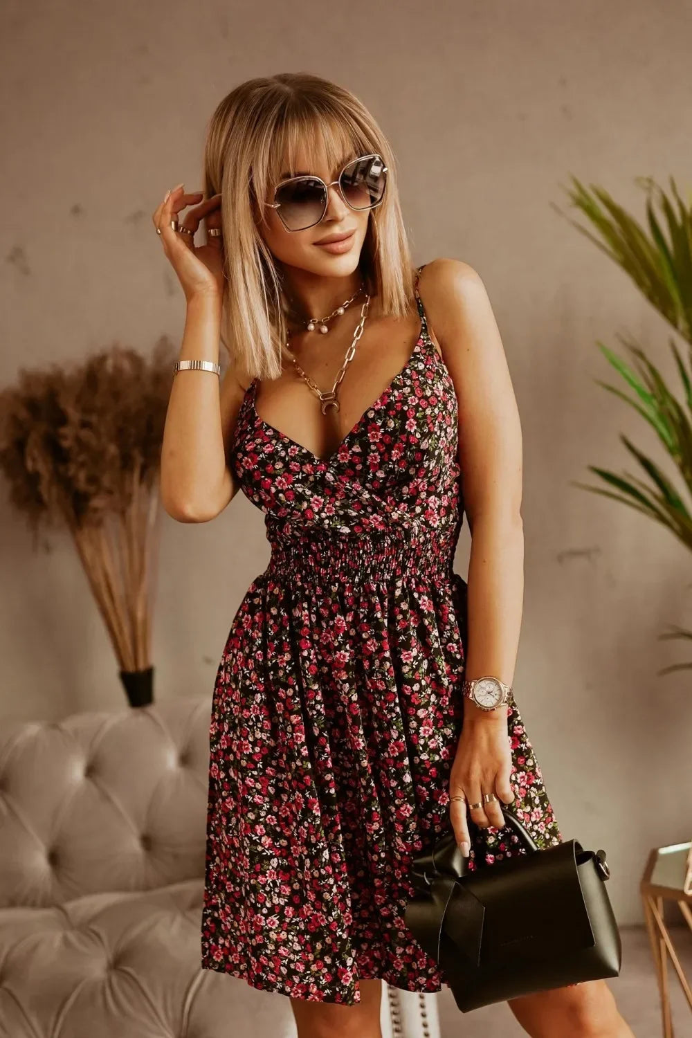 Women's Summer Wrap Pleated Dresses™ Floral Print Spaghetti Strap Sling Dress