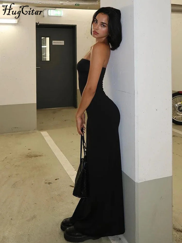 Women's Black Strapless Long Dress™ Bodycon Maxi Prom Dress