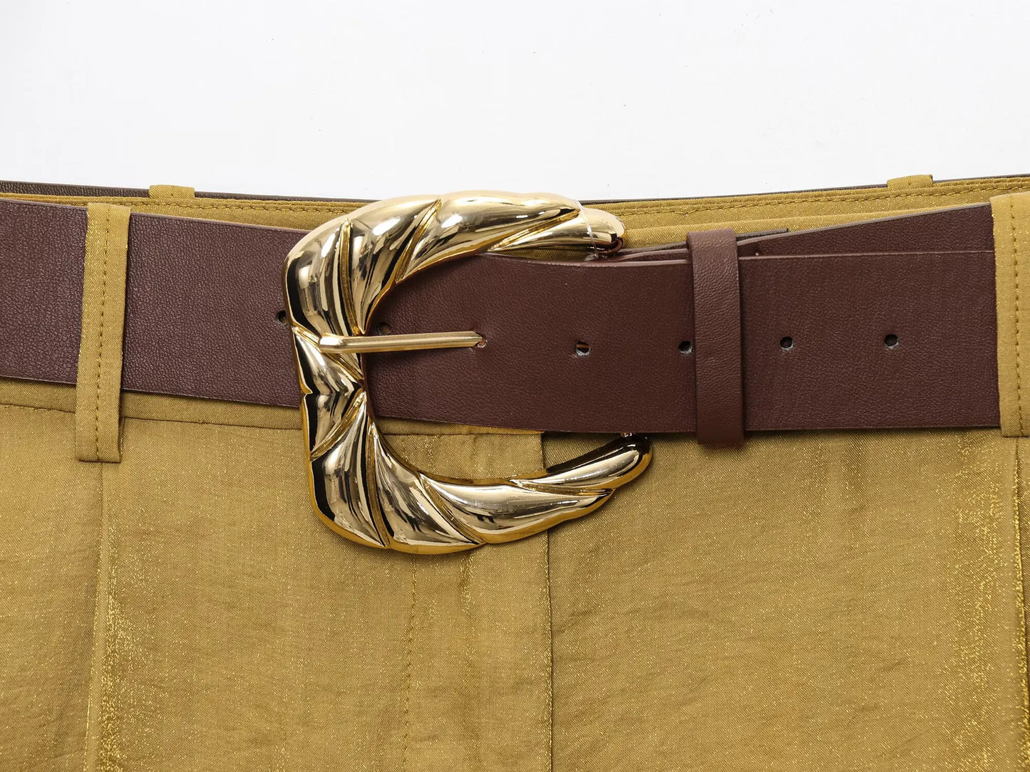 Women's Solid Color Belt Satin Pants™ Textured Wide Leg Casual Pants