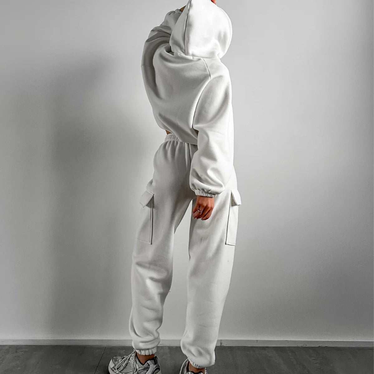 Women's suit sporty clothes™ Long Sleeve Hooded Short Sweatshirt Warm Long Sweatpants