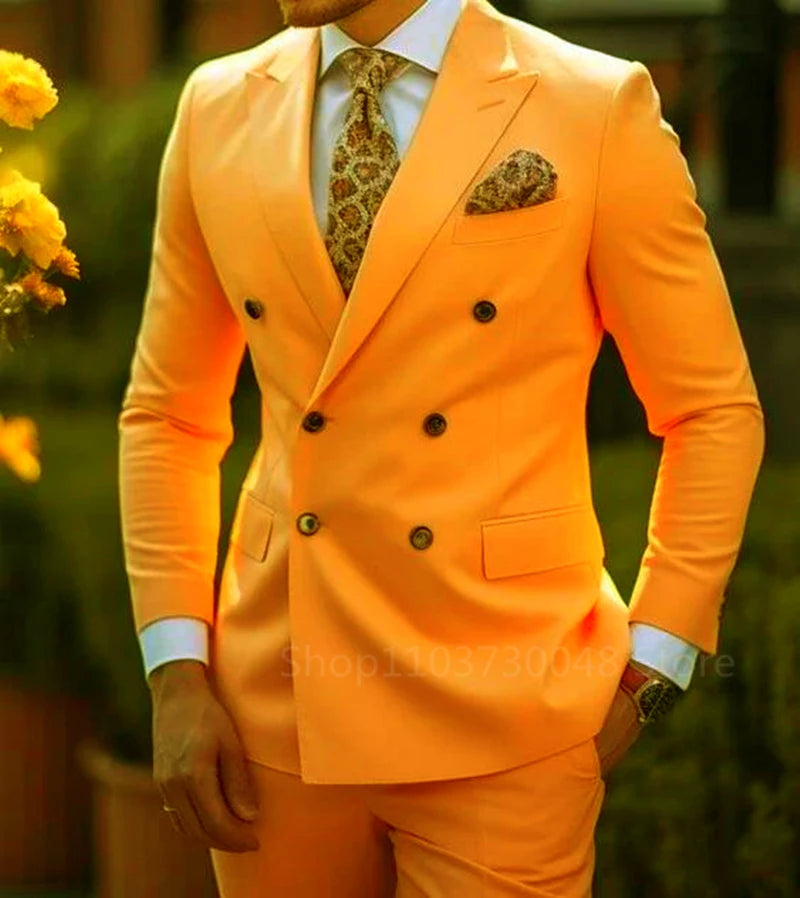 Men Suits Set™ Peak Lapel Double Breasted Blazer andTrousers