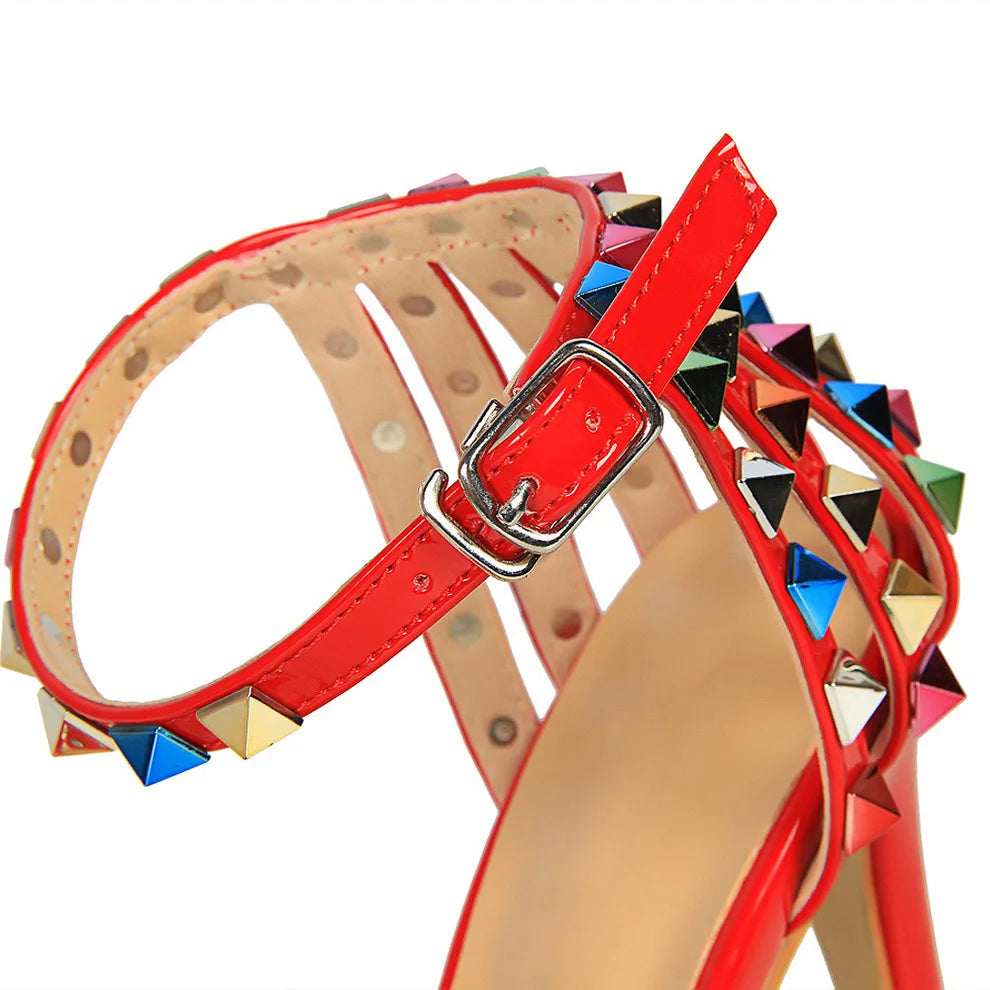 Women High Heels Rivets Studded Sandals™ Stiletto Gladiator Pumps Open Toe Luxury Sandals