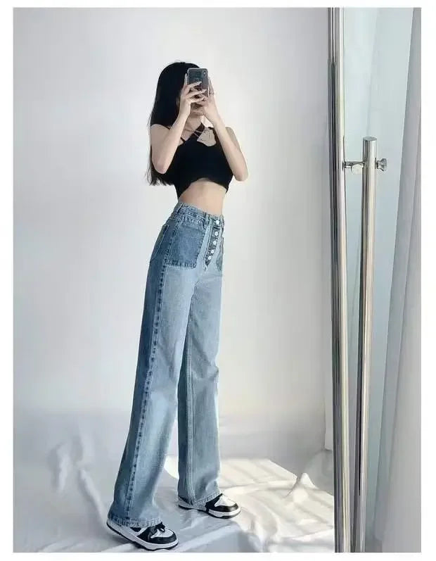 Women's High-Waisted Slim Jeans™ Plus Size Straight-Leg Long Pants