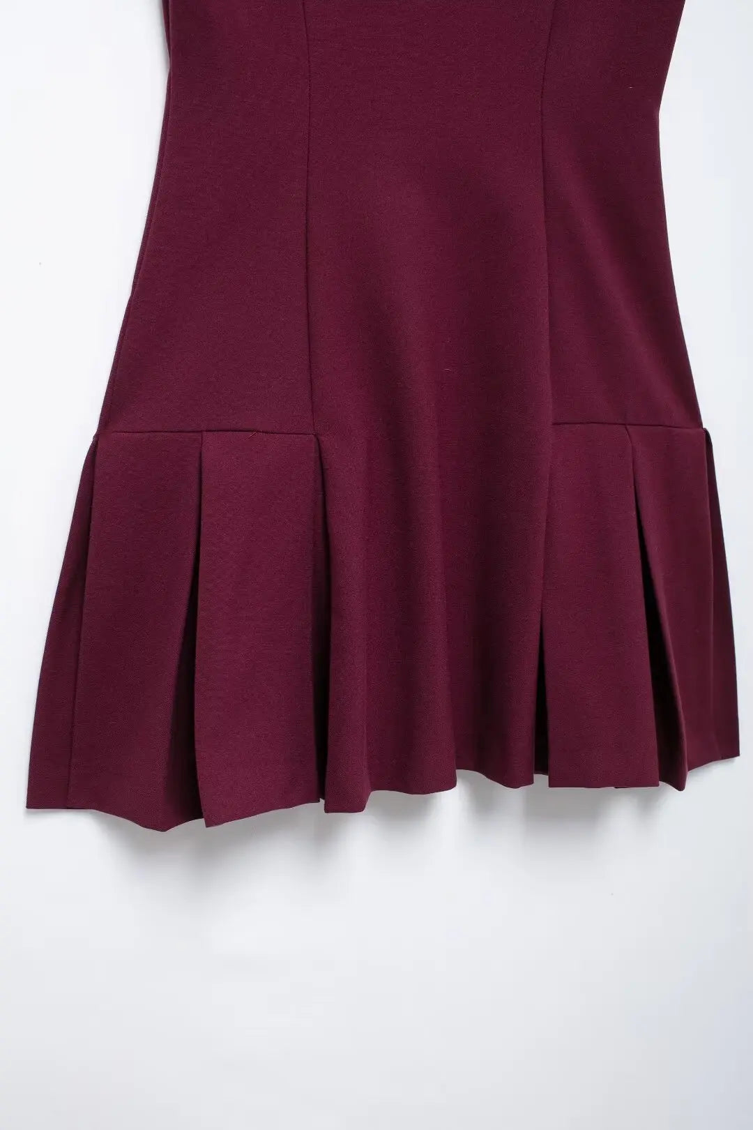 TRAFZA-Women's Burgundy Dress™ Contrasting Ribbed Lapel Buttons Classic Campus Dress