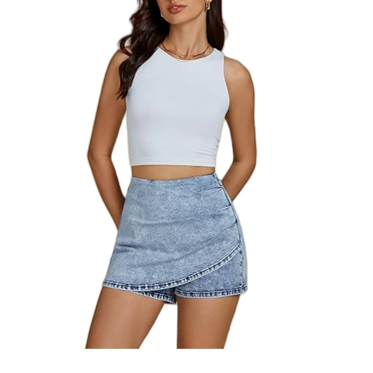 Women's High Waist Denim Shorts™ Elastic Asymmetric Wrap Pants Cross-Border Shorts