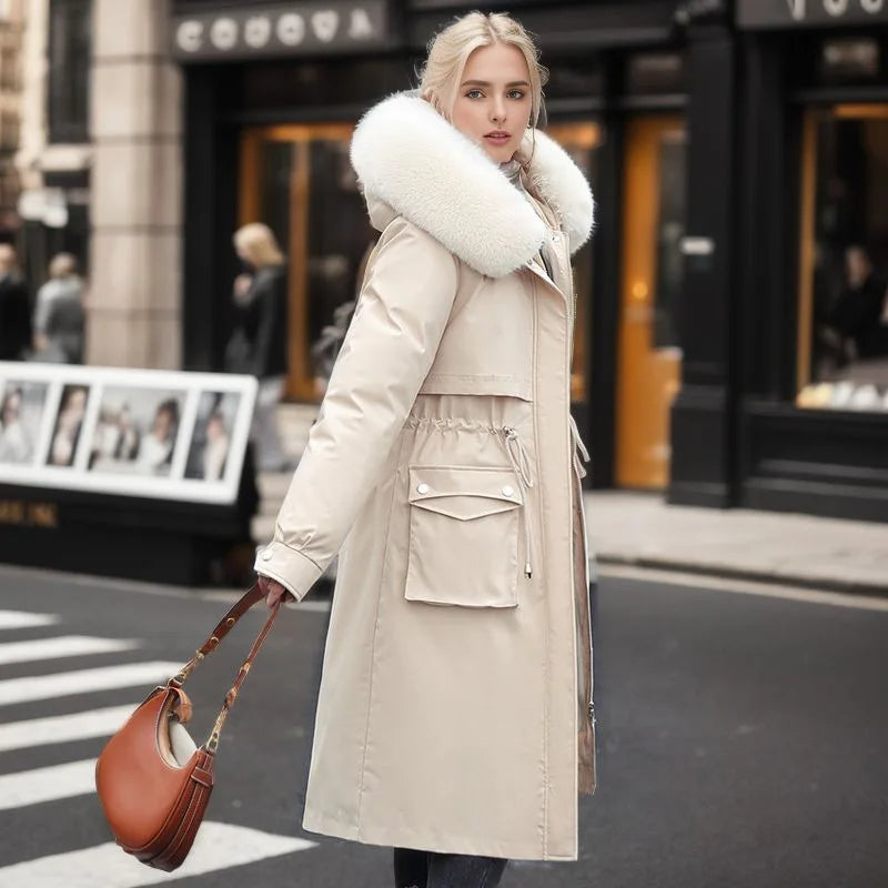 Women's Parkas Coat™ Thick Pinch Cotton Detachable Inner Tank Long Over Knee Coat