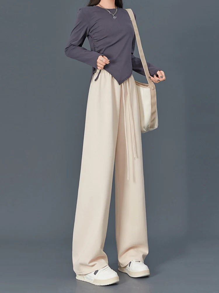 Women's Long Trousers™ Wide leg Elastic Waist Straight Knitted Trousers