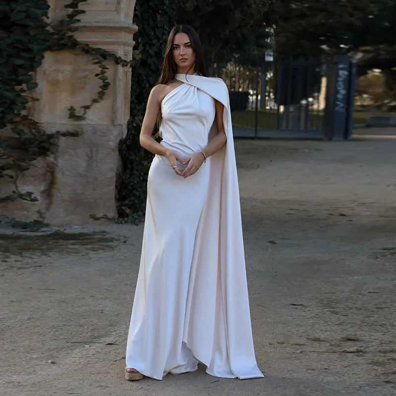 Women's Solid Ribbon Halter Dress™ Off Shoulder Sleeveless Backless Slim Maxi Dresses