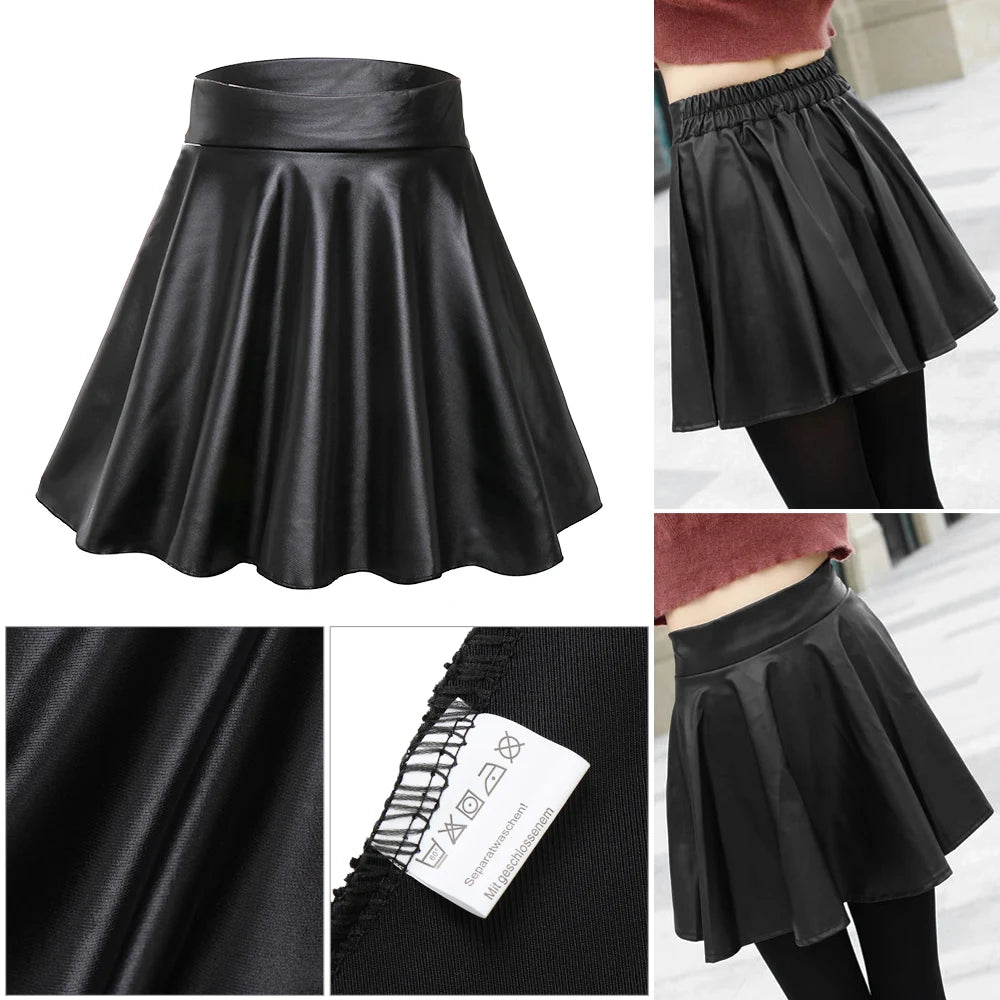 Women's Faux Leather Skirts™ High Waist Elastic Short Skirt