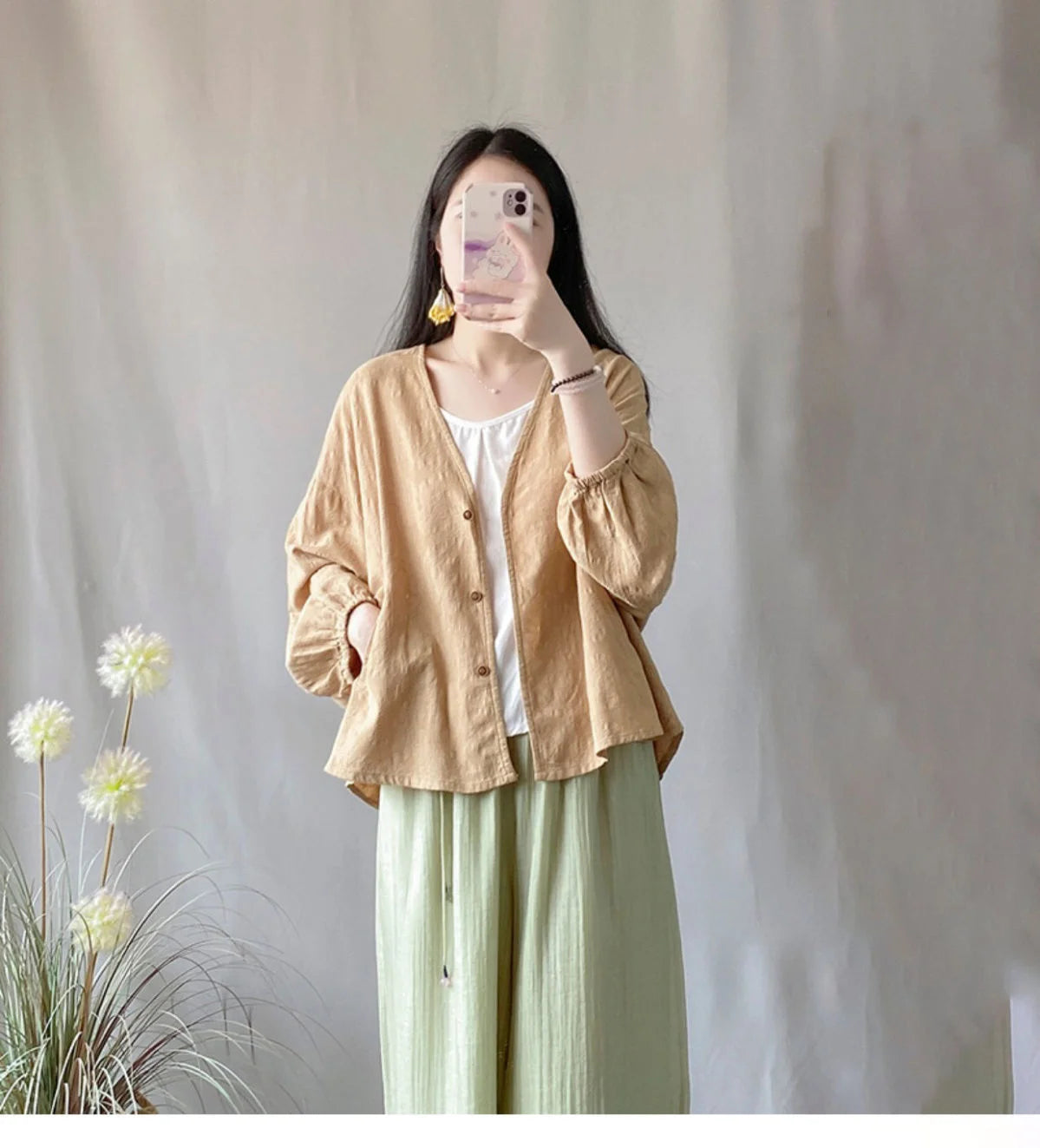 Women's Loose Cotton Linen Summer Tops™ Long Sleeve Shirt Air Conditioning Tank Top