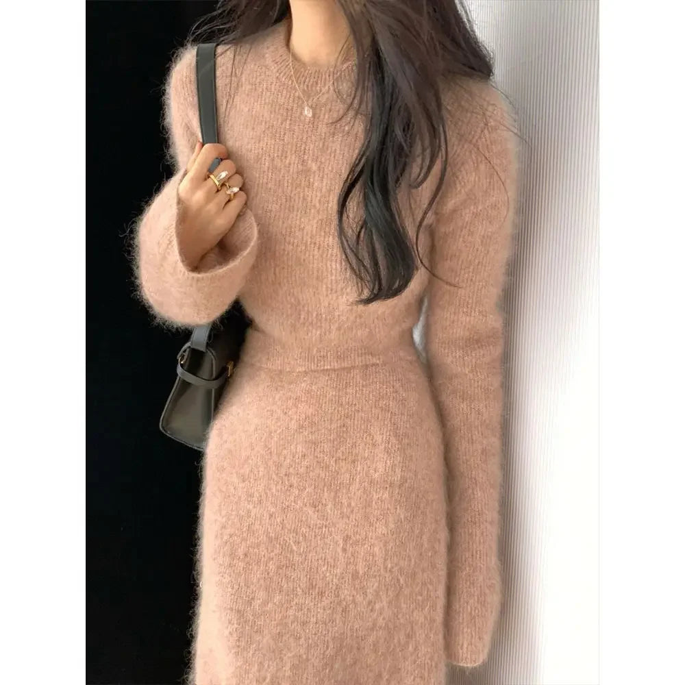 Women's Suit™ Autumn/winter High-end French Elegant Socialite Style Knit Sweater Dress Two-piece Suit