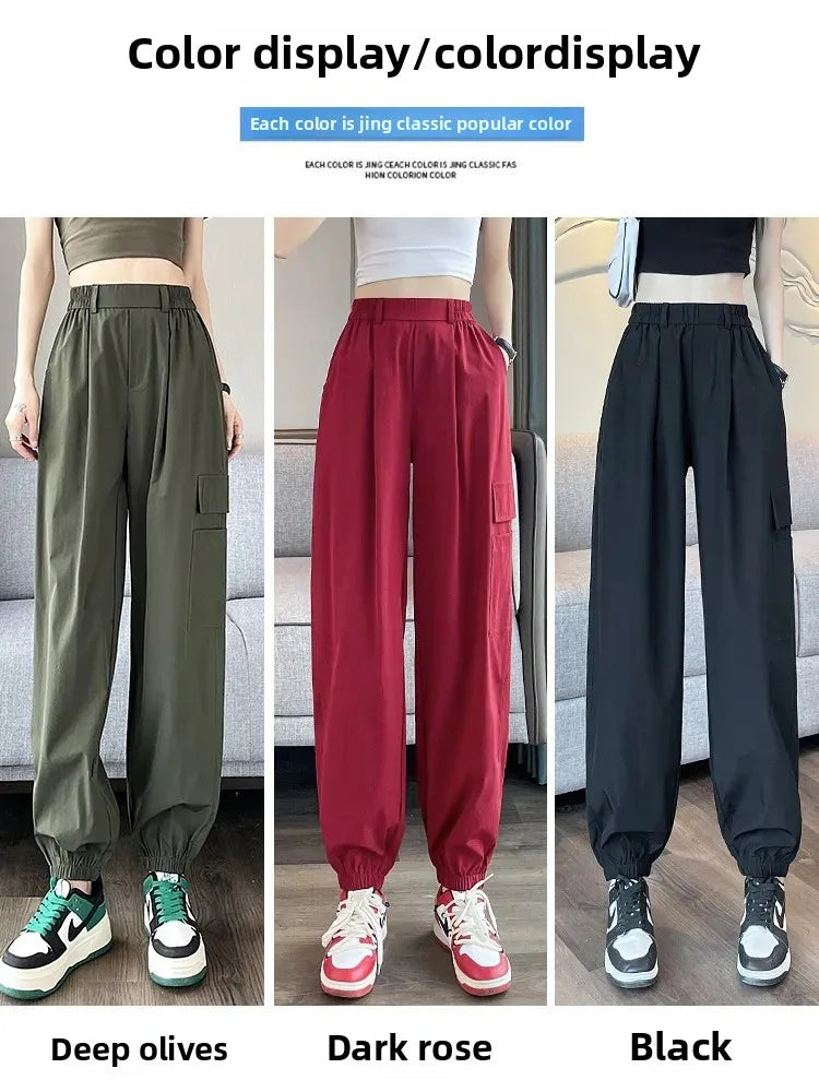 Women's Thin High Waist Cargo Pants™ Long Drapey Quick Dry Trousers