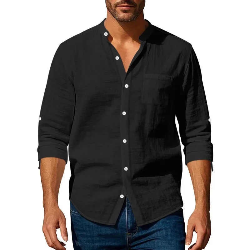 Men's Casual Linen Suit™ Long Sleeve Crew Neck T-shirt +Loose Fit Pants
