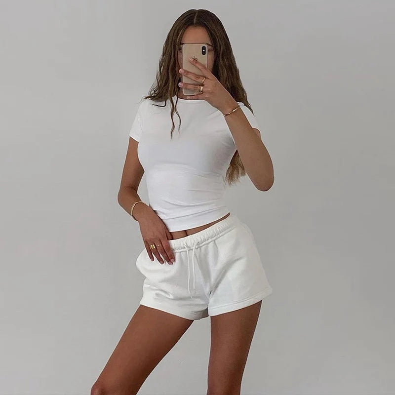 Women's Short Sleeve T-Shirt™ Solid Simple Casual Soft All-Match Basic Crop Tops