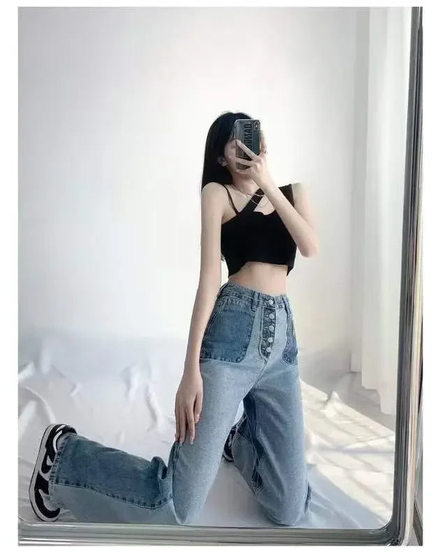 Women's High-Waisted Slim Jeans™ Plus Size Straight-Leg Long Pants