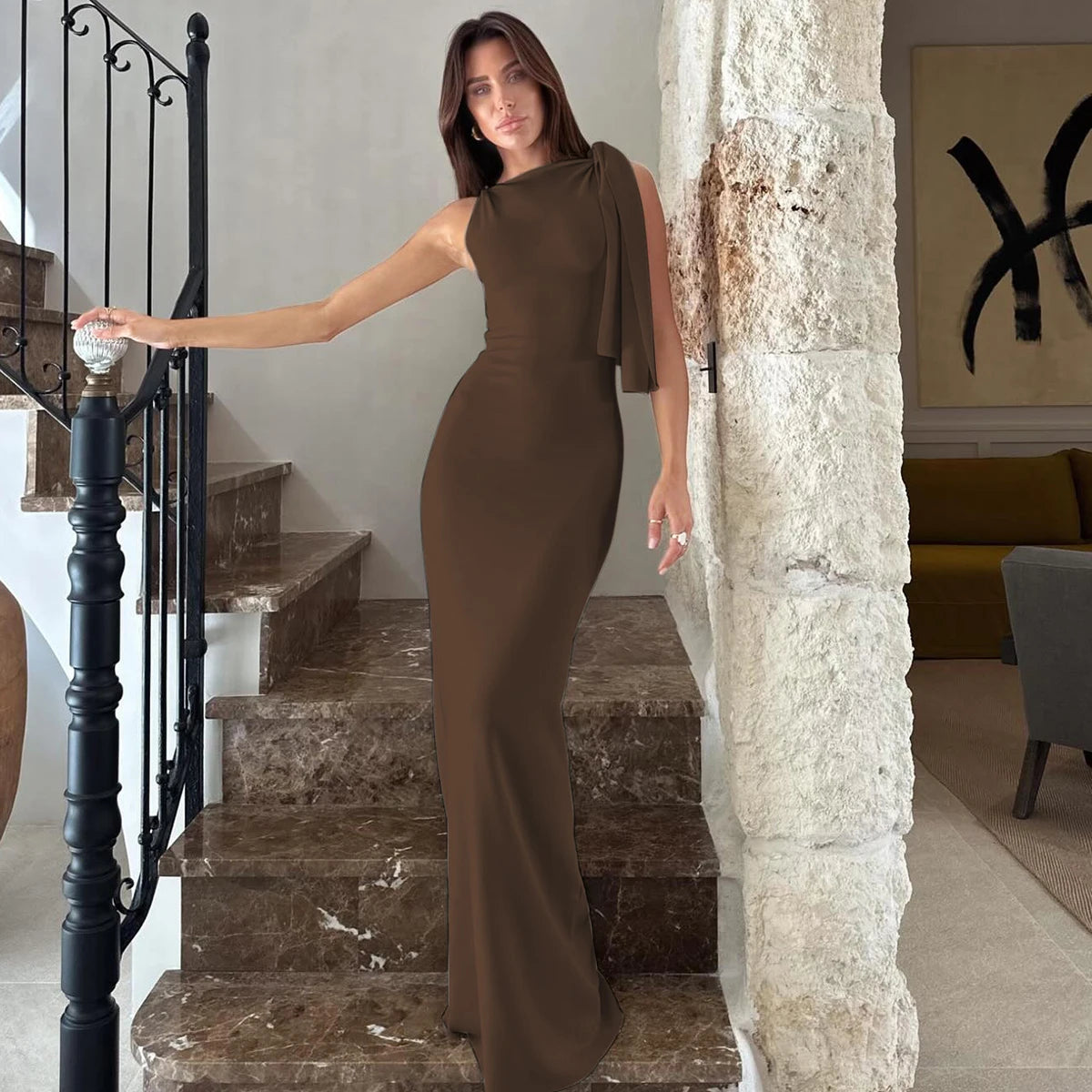 Women's Solid O Neck Sleeveless Patchwork Dress™ Bodycon Maxi Prom Summer Dress