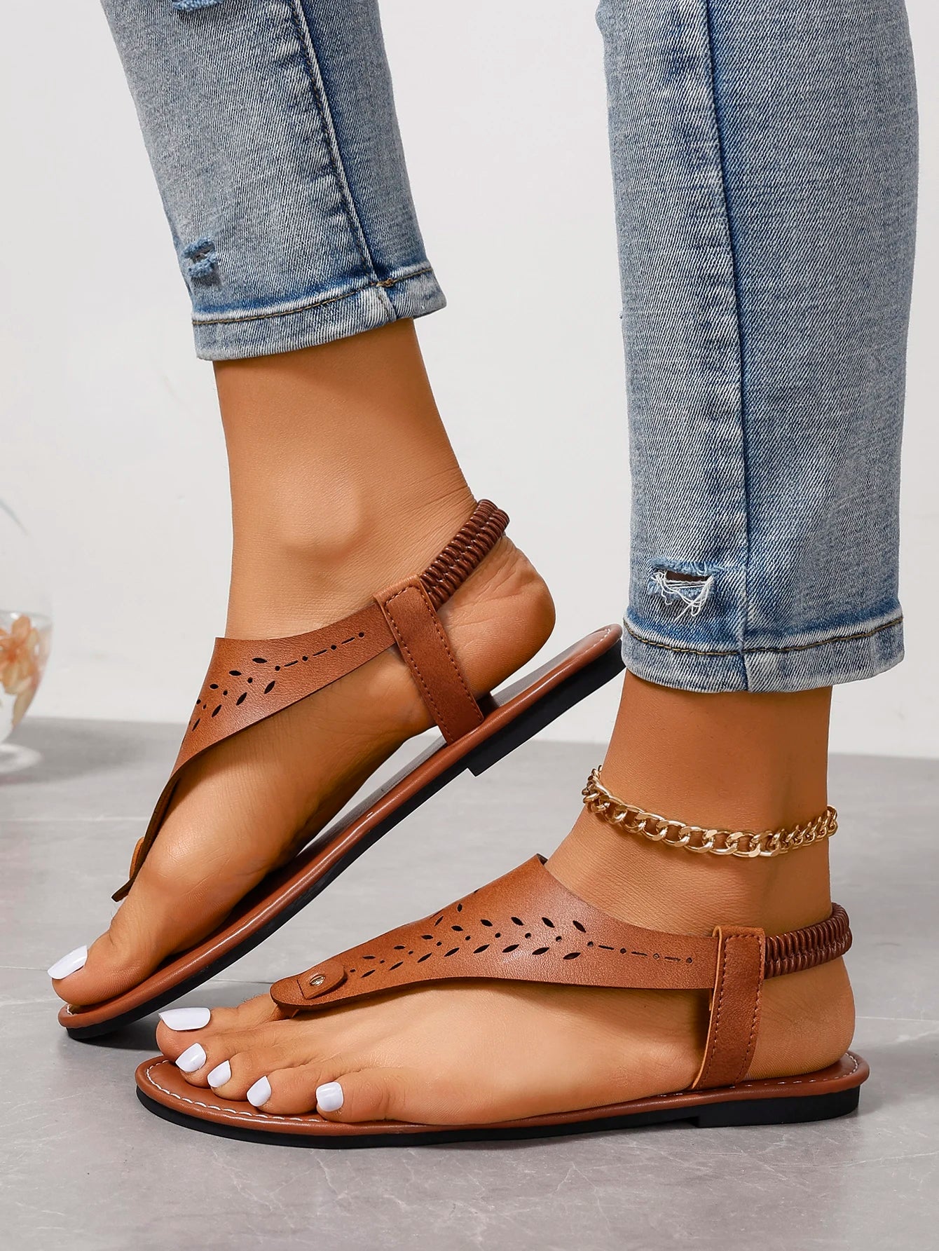 Women's Sandals Open Toe Casual Sandals™ Rivet Elastic Band Flat Heel Soft Bottom Sandals