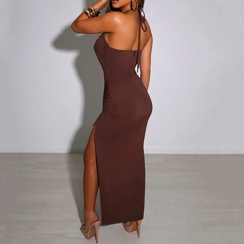 Women's Backless Hollow Out Summer Dress™ Sleeveless Lace-up Halter Bodycon Elegant Split Dress
