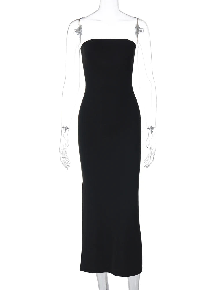 Women's Black Strapless Long Dress™ Bodycon Maxi Prom Dress