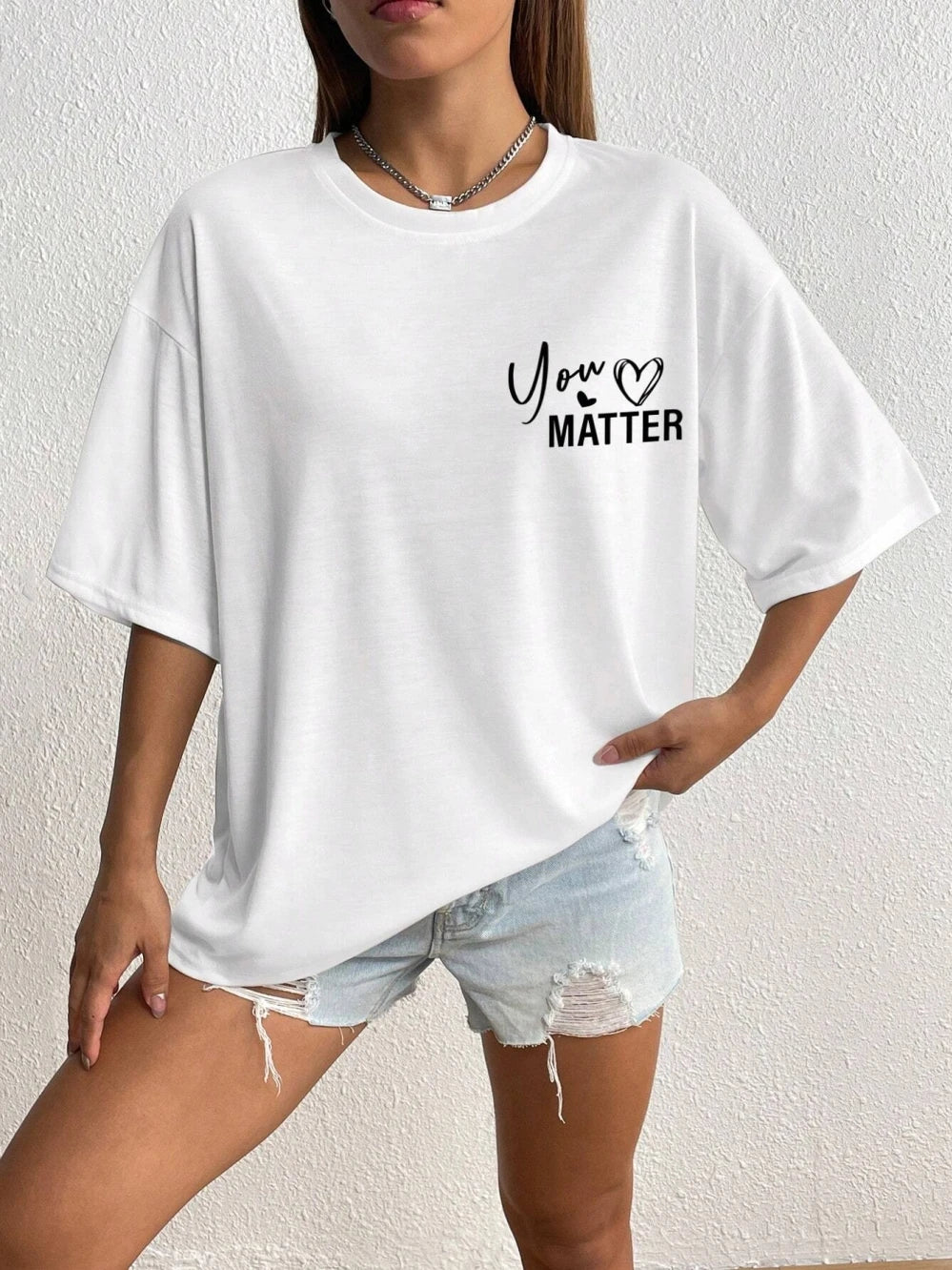 Women's Letter Printed T-shirts™ Short Sleeve Oversized Cotton T-shirt