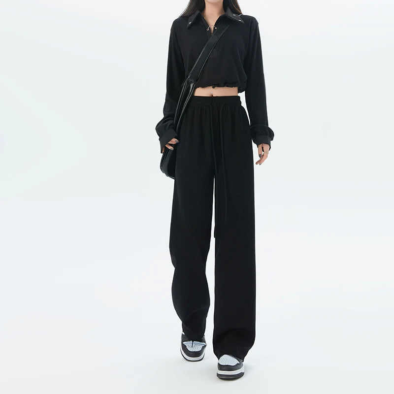 Women's Long Trousers™ Wide leg Elastic Waist Straight Knitted Trousers