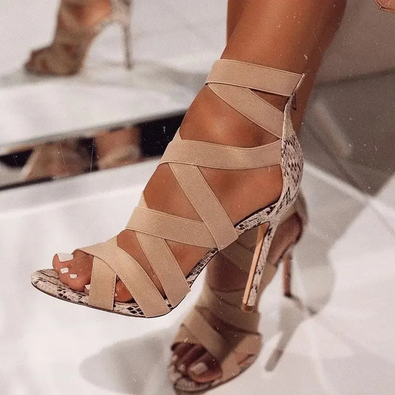 Women's High Heels™ Hollow Mesh Fish Mouth Spaghetti Straps Roman Rubber Sole Heels