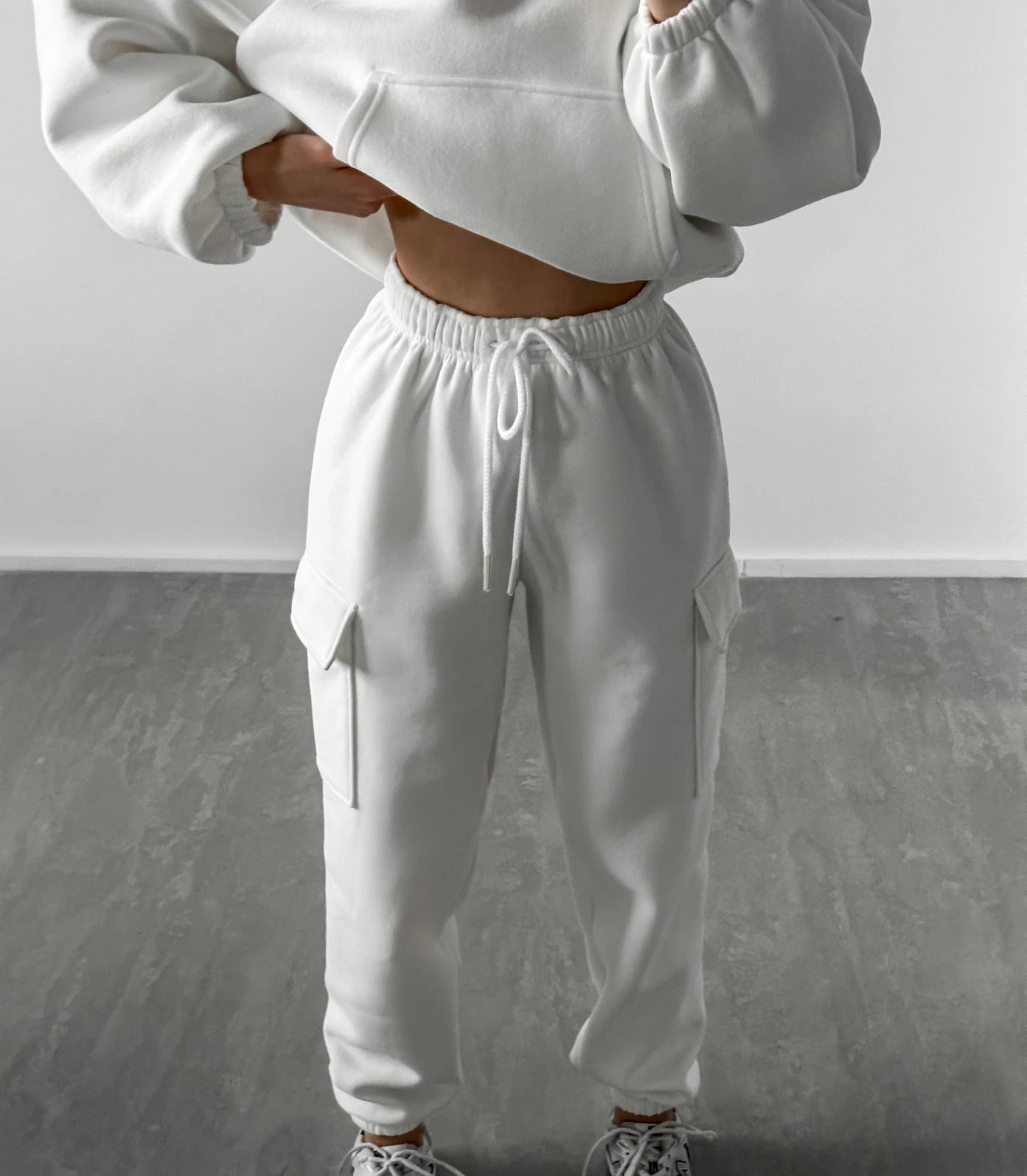 Women's suit sporty clothes™ Long Sleeve Hooded Short Sweatshirt Warm Long Sweatpants