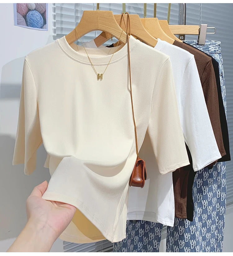 Women's T-shirt™ AOSSVIAO Summer Cotton Crew Neck Short Sleeve Tops Shirts