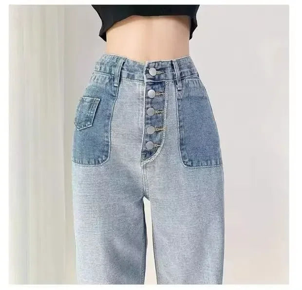 Women's High-Waisted Slim Jeans™ Plus Size Straight-Leg Long Pants