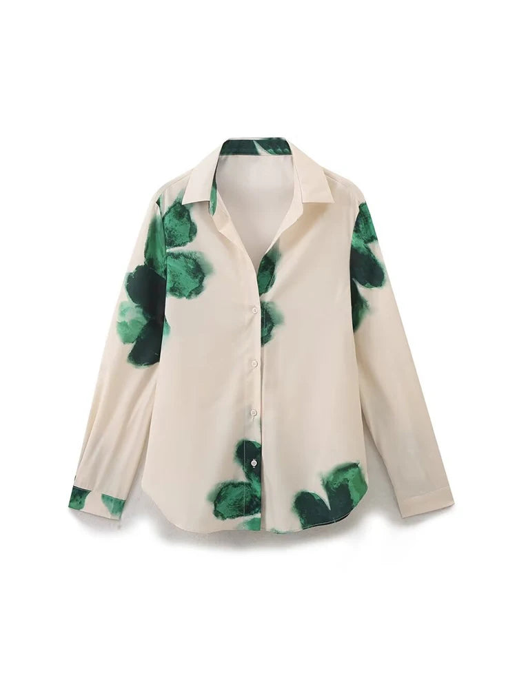 Women's TRAFZA Vintage Satin Suit™ Loose Lapel Shirt + High Waisted Pants Set