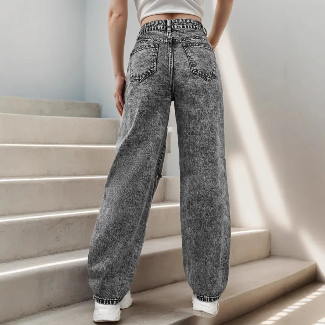 Women's Long Pants™ Hole Punch Casual Denim Trousers