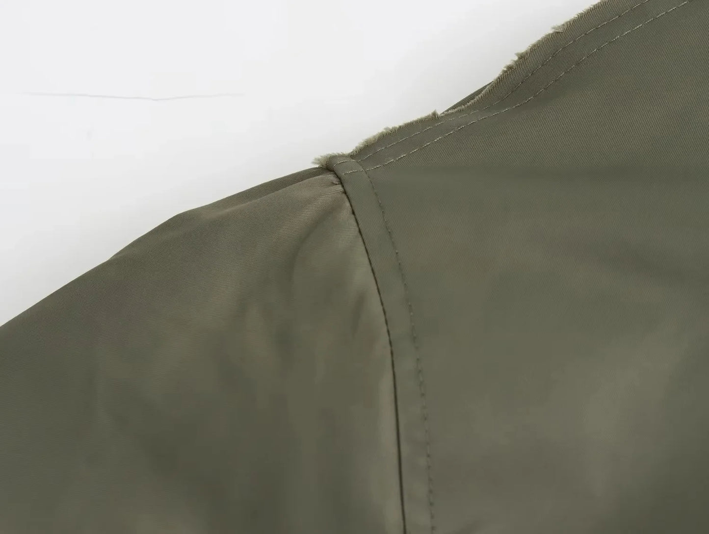 Women's Army green Bomber™ Jackets KONDALA Patchwork Zipper Pockets Oversized Coats