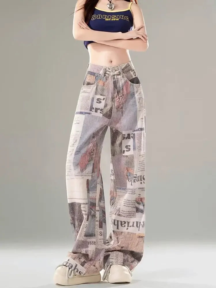 Women's Vintage High-waisted Slimming Jeans™ Straight Wide-leg Slim Fit Pants
