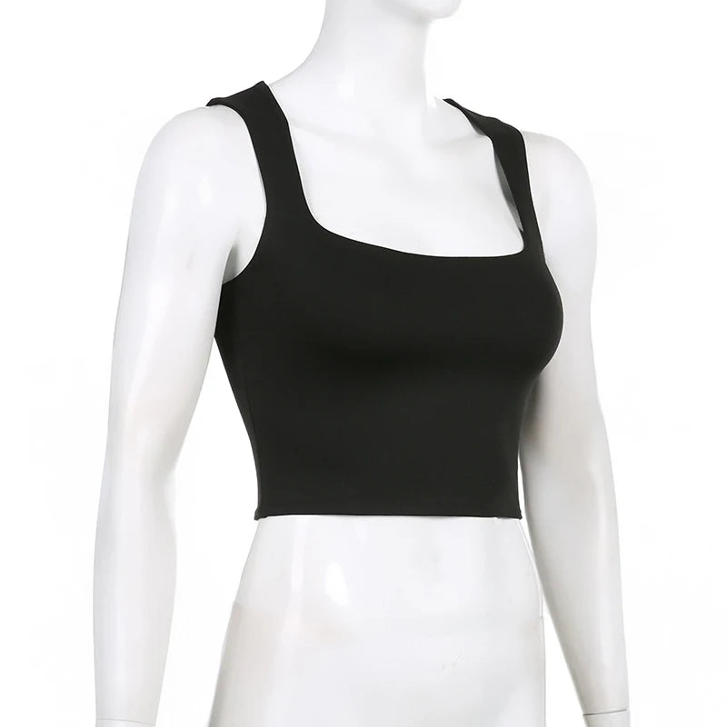 Women's Sleeveless Collar Crop Tops™ Y2K Summer Black Tank Tops