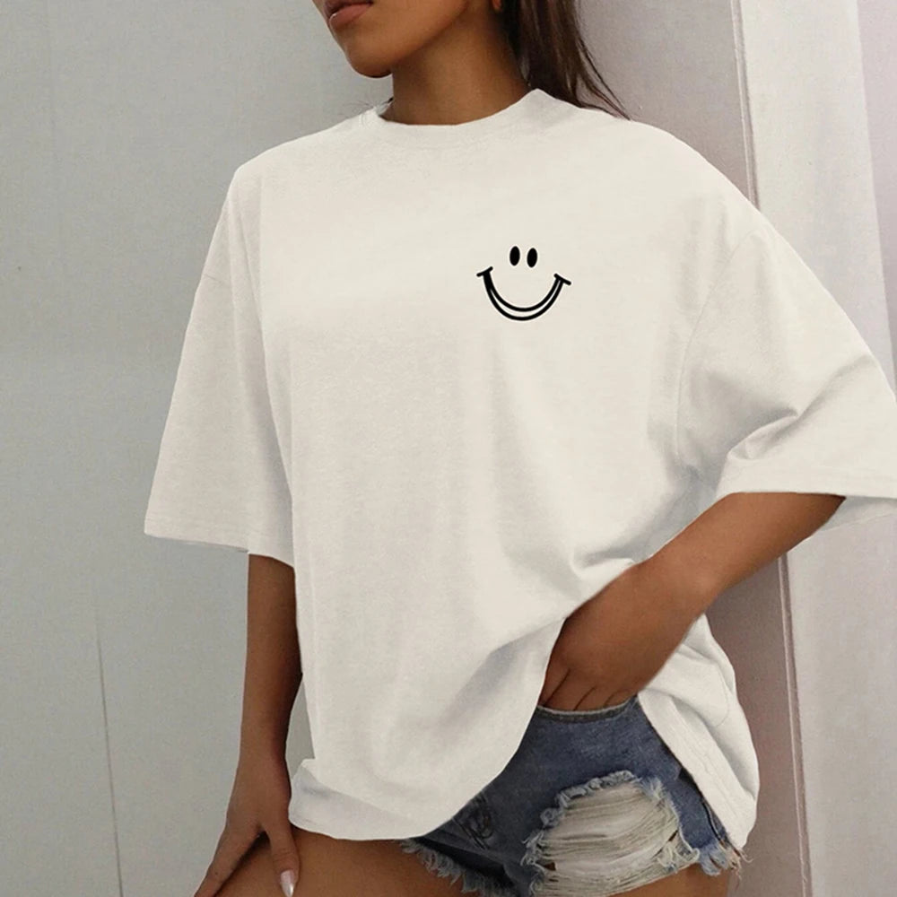 Women's Happy Expression Printed T Shirt™ Short Sleeve Cotton Crewneck T-Shirts