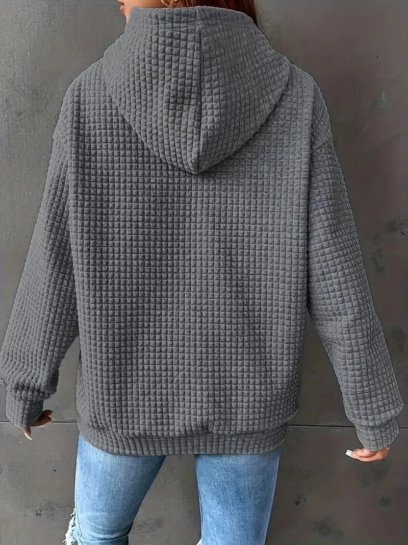 Women's autumn and winter waffle hoodie™ casual sports loose sweatshirt