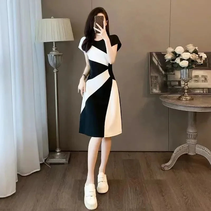 Women's Elegant Slimming Dress™ Black White Contrast Casual Dress