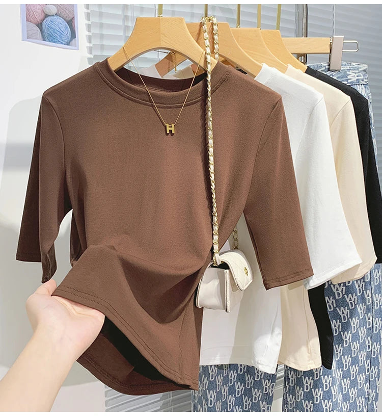 Women's T-shirt™ AOSSVIAO Summer Cotton Crew Neck Short Sleeve Tops Shirts