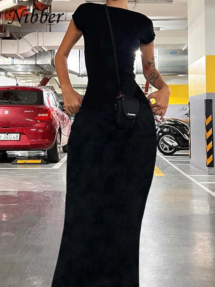 Women Backless Dress™ Elegant Elastic Slim Short Sleeve Long dresses