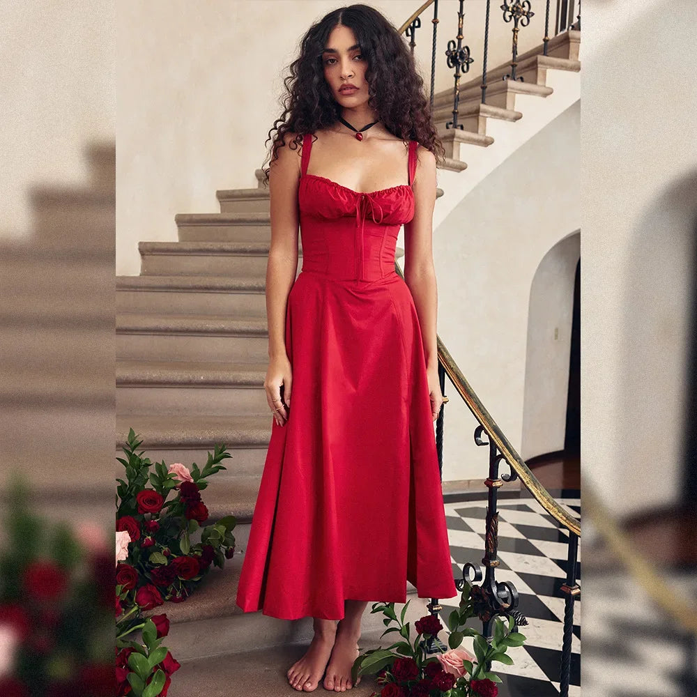 Women's Long Dresses™ Elegant Casual Tied Waist-fitted Slimming Sleeveless Side Slit Dress
