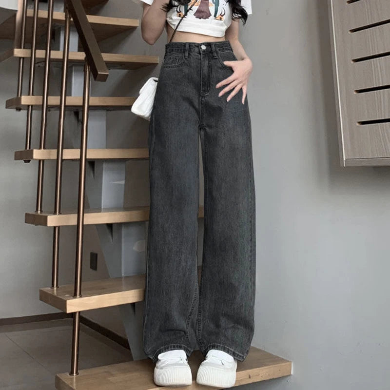 Women's Vintage Wide Leg Jeans™ High Waist Retro Denim Trousers