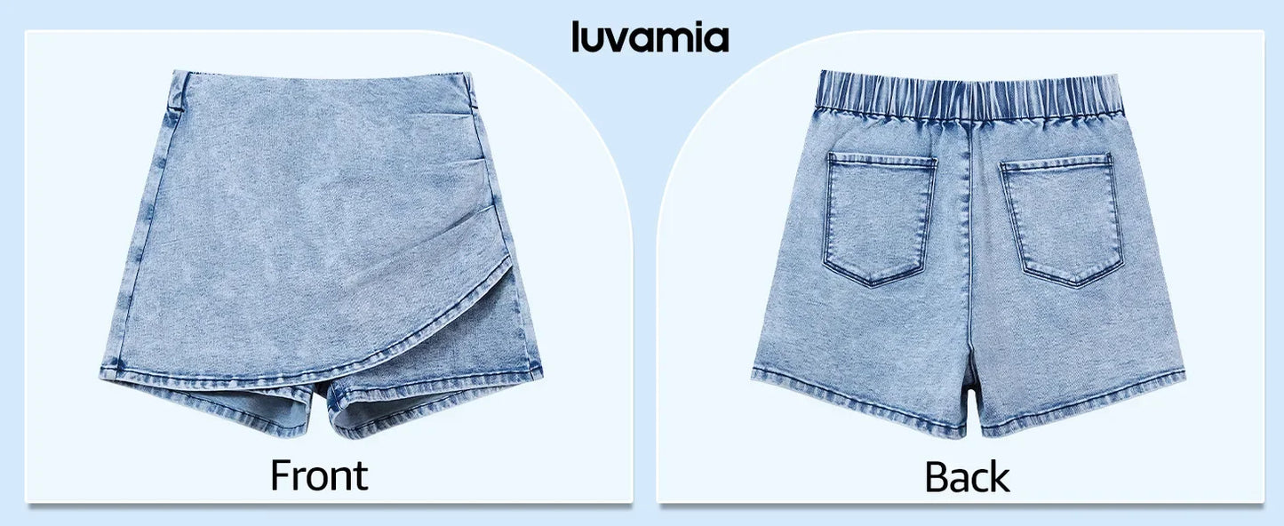 Women's High Waist Denim Shorts™ Elastic Asymmetric Wrap Pants Cross-Border Shorts