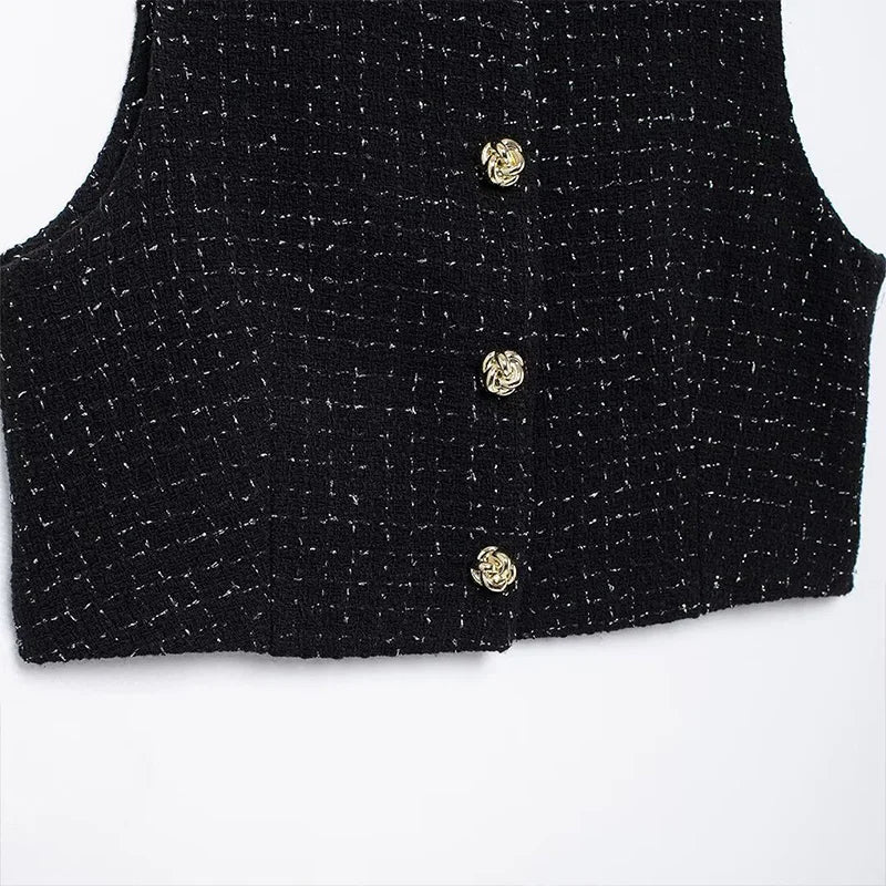 Women's Summer Suit™ Willshela Belt Shorts Tweed Vest Coat Two Piece Set Outfit